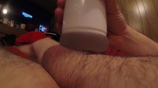 Fat boy cums huge in his toy
