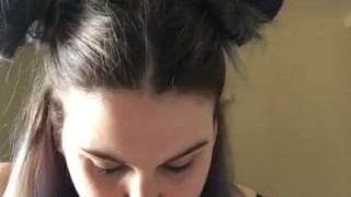 Little slut sloppy dildo blowjob