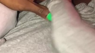 TS Morning Wood oozing cum with Long Nails