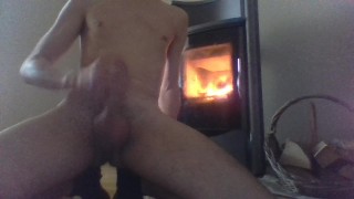 Big cum by the fire