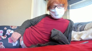 Cute Femboy Twink in Leggings Jerks off and Cums
