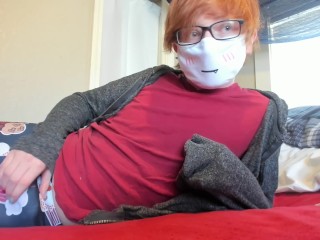 Cute Femboy Twink in Leggings Jerks off and Cums