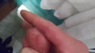 Young guy shoots huge load of cum. Can hear it splat on floor