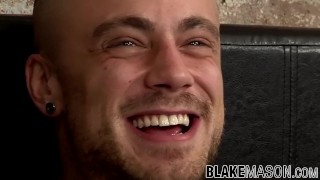 Tattooed jock tugging and stroking his fat cock all alone