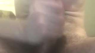 Hairy horny guy busting his load