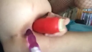 Double dildo slut