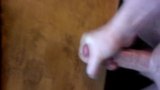 Solo jerking cock with lube, cumshot (sry for shaky camera)