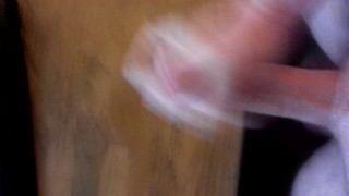 Solo jerking cock with lube, cumshot (sry for shaky camera)