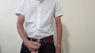 Straight guy in white shirt and his SEXY cock - Cum alot