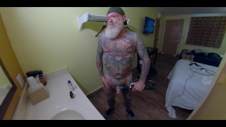 Inked Daddy Bear Solo - Cock Massage, Prostate Toy, Piss