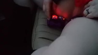 Naughty Nicole orgasms multiple times outfucking her toy in the car