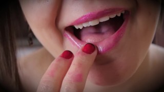 Horny girl licks her fingers)))