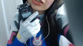 ASMR COSPLAY D.VA Push Pop Candy Mouth Sounds Masterbating so hot!!!