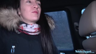 Public Agent Brunette with nice natural tits and pale skin