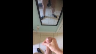College dude huge cumshot onto mirror