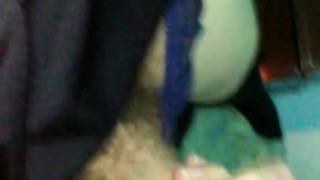 Submissive trap jerking off with tail in