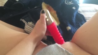 Tight teen cums with vibrator