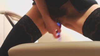 Diary .Masturbate at work :Day 86 : Riding my dildo at office,solo female