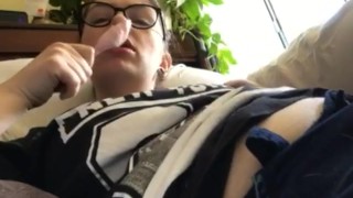 Chubby girl sucks on popsicle