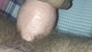 Hairy Bottom Boy Teases with 8 Inch Dildo