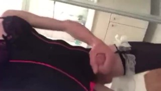 Trans shows booty and cum