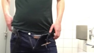 Wanking at the AIRPORT before the Flight ** HUGE CUMSHOT **