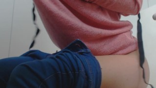 Masturbate at work :Day 92 : take off my jeans .risky flashing .solo female