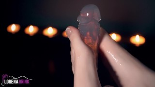 Feet Playing with a Dildo, cute Painted Toes! ^_^