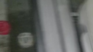 Cumming in public in a parking lot outside