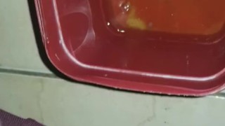 Cumming in bucket of piss after edging for hours