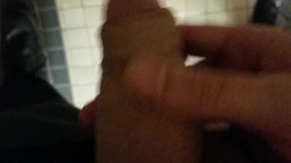 Young Guy Cums in Public Restroom - Almost Caught!