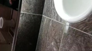 Young Guy Cums in Public Restroom - Almost Caught!