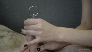 Hot wife first time sounding cock to cum