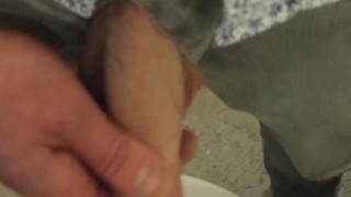 Jerking off my little hard dick in mate's bathroom