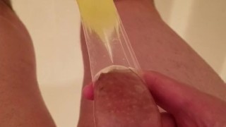 White Teen Fills Condom w/ his Boy Juices