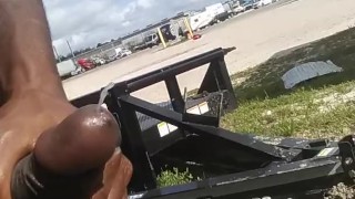 Outdoor bbc cumshot at work