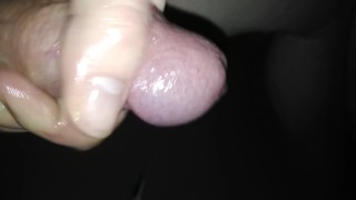 Cock stroking and cum shot