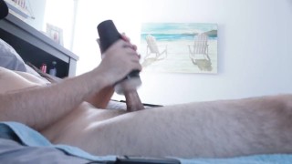 Stroking my cock with pocket pussy and cumshot!