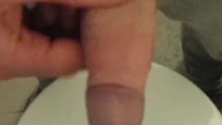 Jerking my little dick at friend's party over guy waiting outside