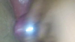 Black man puts sex toy in shaved fat white juicy pussy POV