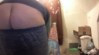 fat white girl buttcrack putting clothes away