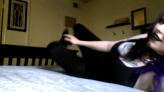 Socks and Bare feet goth girl