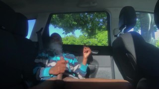 Early morning park smoke and stroke 