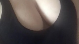 POV of Teen rubbing her big tits!!