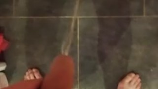 Pissing in the shower. LOTS of pee