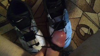 Nike Uptempo Sneakers tie to my cock