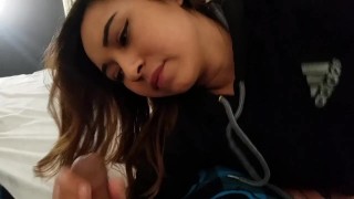 Amateur teen sucks stepdad's dick