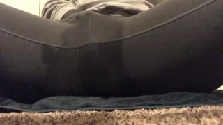 Babe Squirting Through Grey Leggings