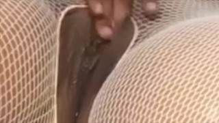Masturbating after fucking BBC pulls out condom