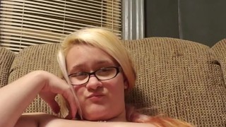 Blonde plays with pussy